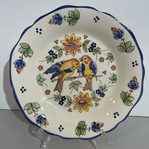 Colorful Birds on a Branch Plate J. Willfred Covered Floral
